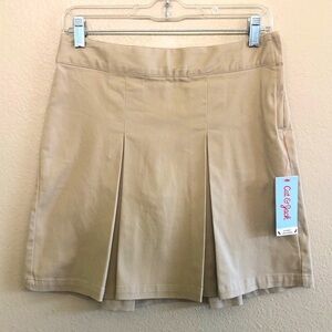 Cat & Jack Girls Beige Pleated Twill Uniform Skort Size 14